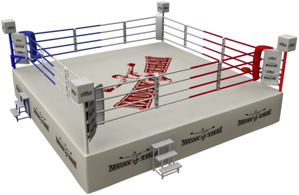 Muay Thai boksering St�vne m/4 reb - 7x7 meter m/gulv
