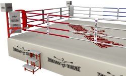 Muay Thai boksering St�vne m/4 reb - 7x7 meter m/gulv