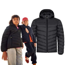 Vinterjakke Idaho junior i sort, med to b�rn i jakker