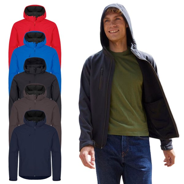 Jakke m/h�tte Classic Softshell - herre