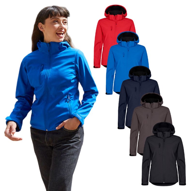 Jakke m/h�tte Classic Softshell - dame
