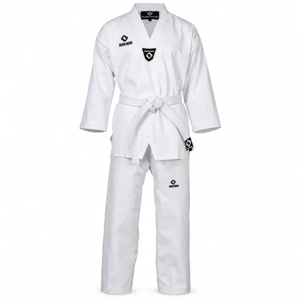 Dobok Standard de Luxe WT, hvid, set forfra med hvidt b�lte