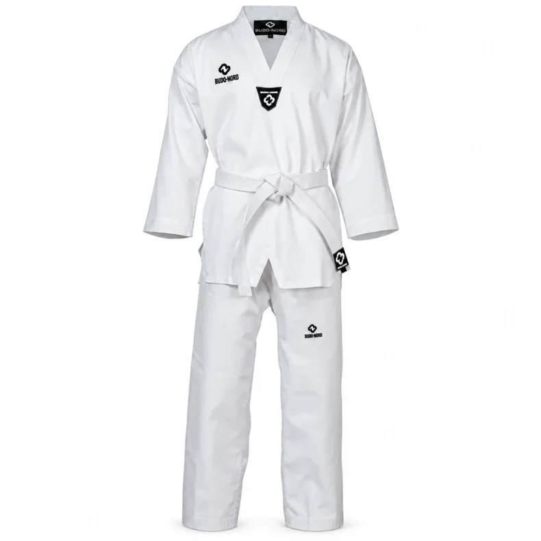 Dobok Standard de Luxe WT, hvid, set forfra med hvidt b�lte