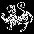 1 x Broderet Shotokan tiger ryg - hvid
