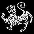 1 x Hokuto-Kai ryglogo tiger - hvid