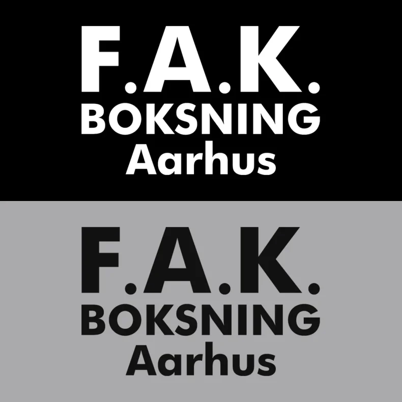 F.A.K. ryglogo - hvid, sort p� gr�