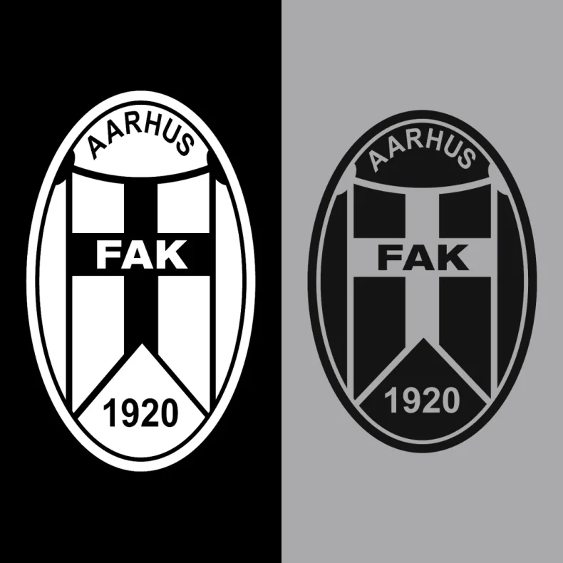 F.A.K. logo - hvid, sort p� gr�