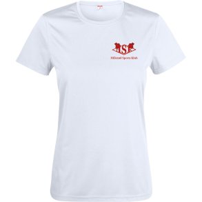 HSK t-shirt Basic Active dryfit hvid m/rd - dame