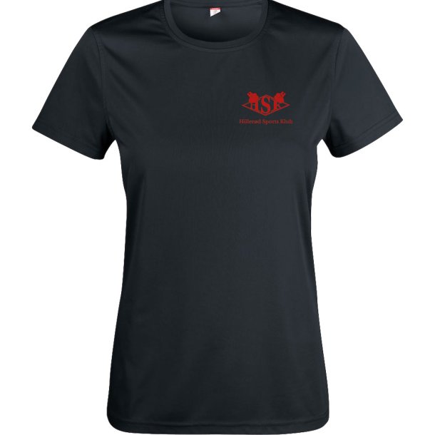 HSK t-shirt Basic Active dryfit sort m/rd - dame