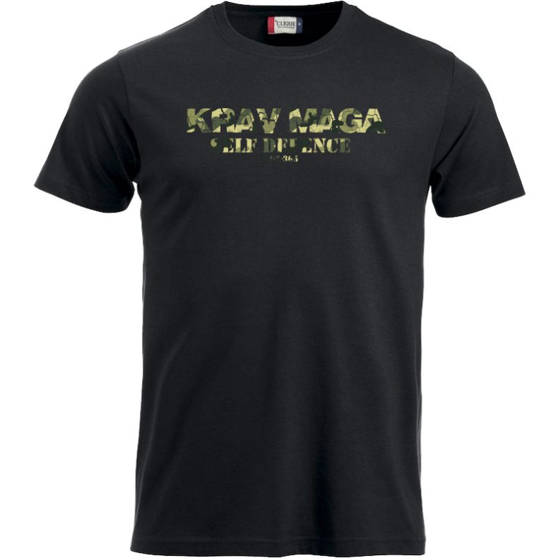 Krav Maga t-shirt m/camouflage tryk unisex - sort