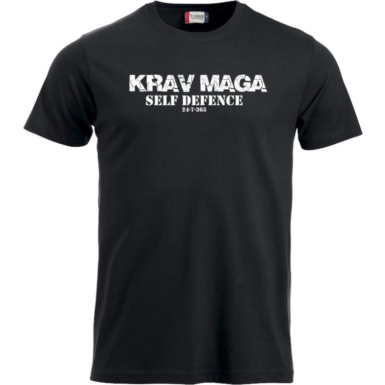 Krav Maga t-shirt m/hvidt tryk unisex - sort