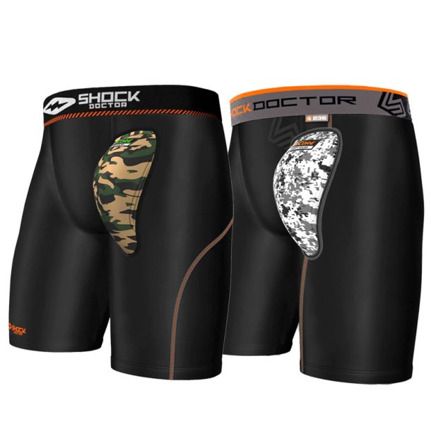 Shock Doctor AirCore Cup compression shorts - camo &amp; sort/hvid