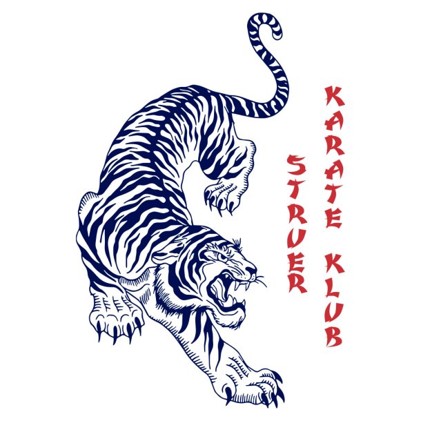 Struer Karate ryglogo tekst - bl�/r�d