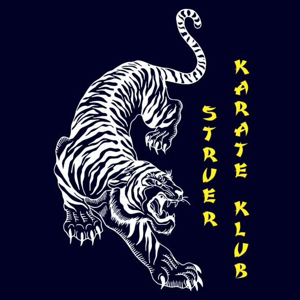 Struer Karate ryglogo tekst - hvid/gul