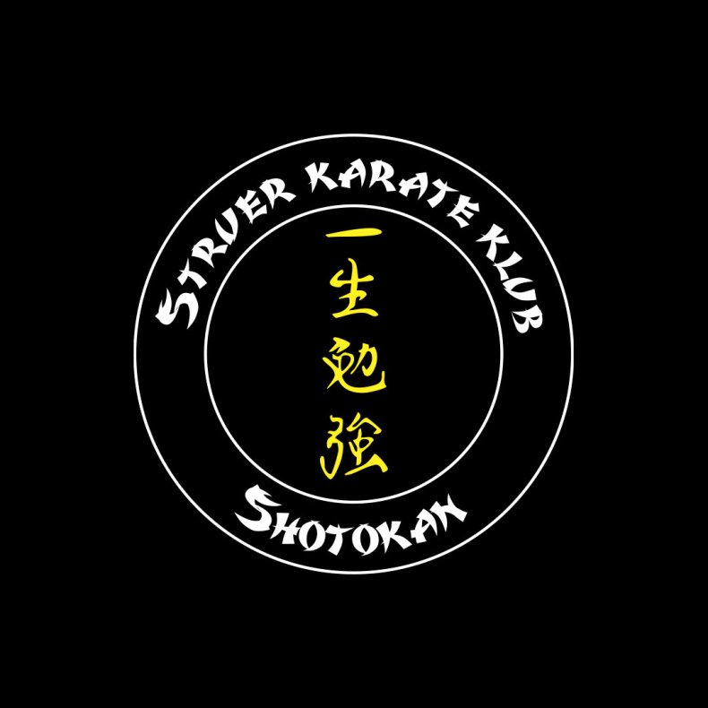 Struer Karate taskelogo side - hvid/gul
