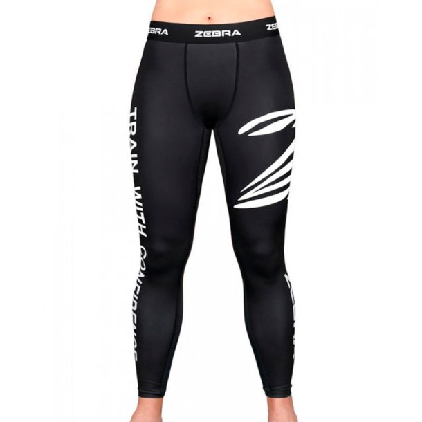 Zebra compressionsbukser lange tights - sort/hvid