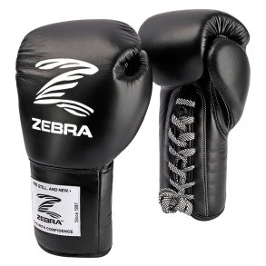 Zebra boksehandsker Pro Signature lder m/snre - sort/hvid