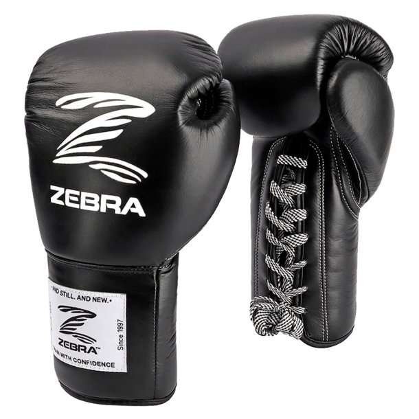 Zebra boksehandsker Pro Signature lder m/snre - sort/hvid