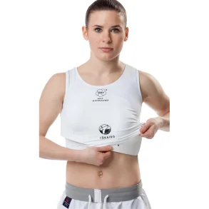 Brystbeskytter og sportstop WKF - hvid