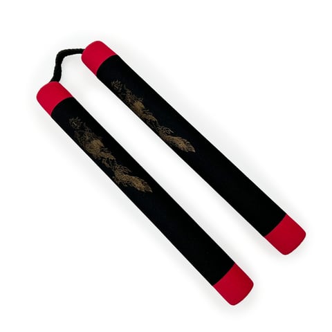 Nunchaku m/ snor - sort/r&oslash;d